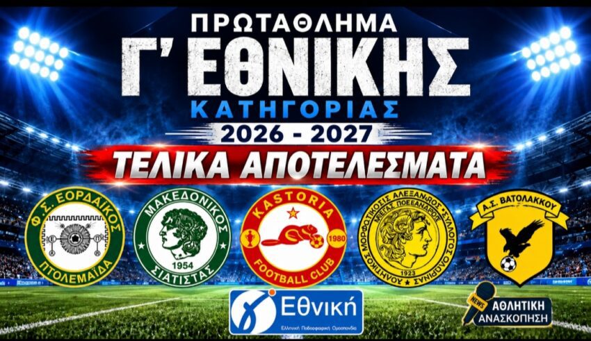 Γ’ Εθνική: Τελικά αποτελέσματα και βαθμολογία 3ου Ομίλου