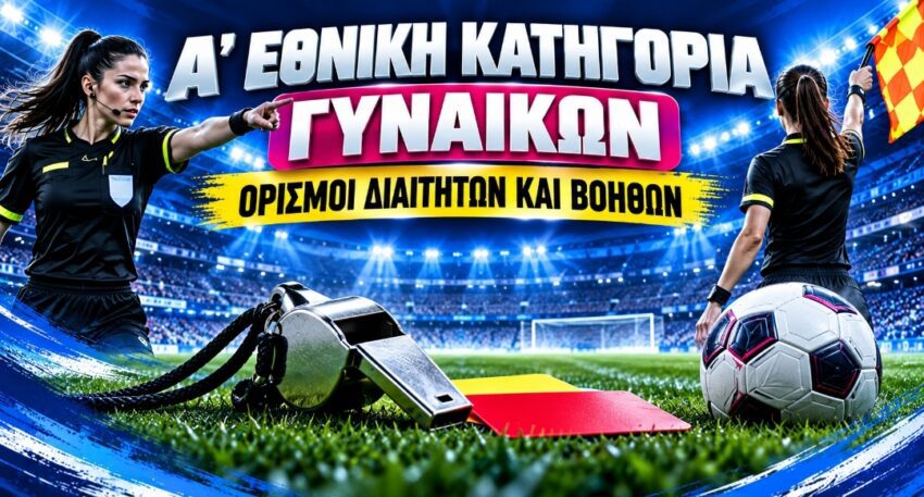 Α’ Εθνική Γυναικών: Οι ορισμοί διαιτητών και βοηθών το Σαββατοκύριακο 26 και 27/09
